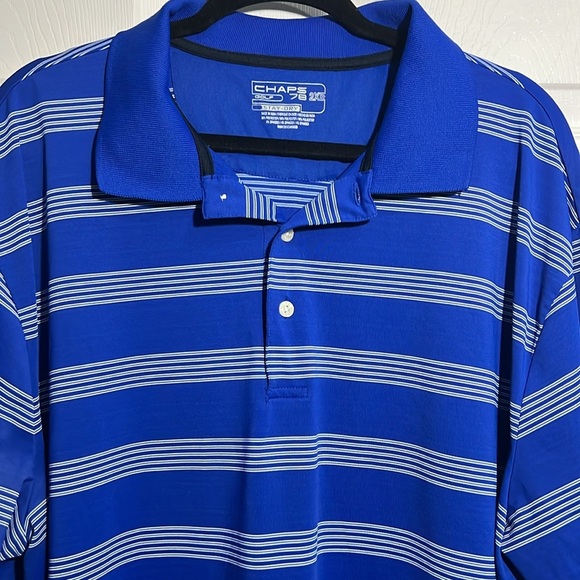 CHAPS 78 GOLF Men’s Stay Dry Polo Shirt - Blue with white stripes- Size 2XB - Picture 2 of 6